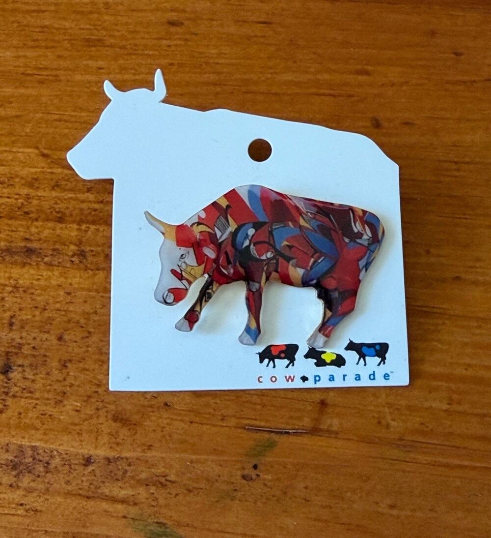 CowParade Colorful Art Cow Pin Multicolor Acrylic Statement Collectible